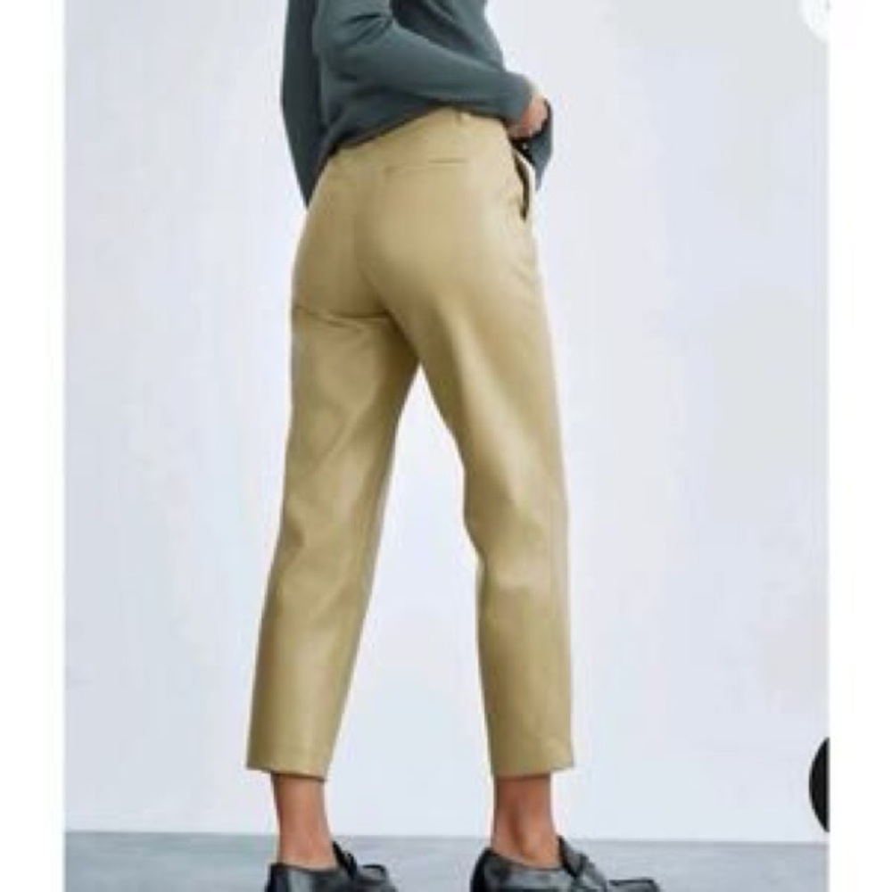 Aritzia Babaton Women's Size 4 Command Cropped Pant Mid Rise Vegan Leather Tan